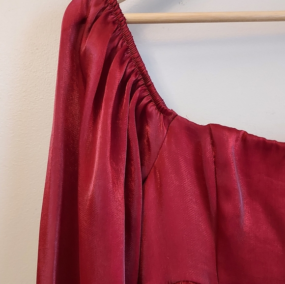 Lulu's Empire Waist Babydoll Mini Dress Size Medium Red - Picture 8 of 15